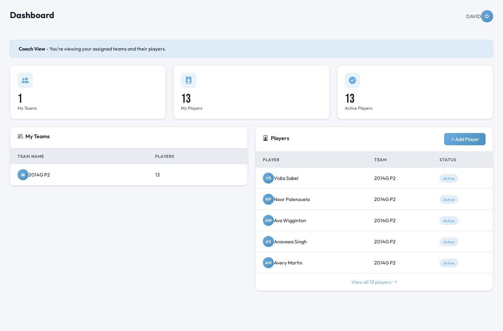 EvalSports Dashboard